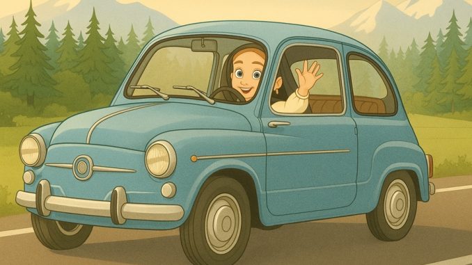 Galanita conduce un Seat 600