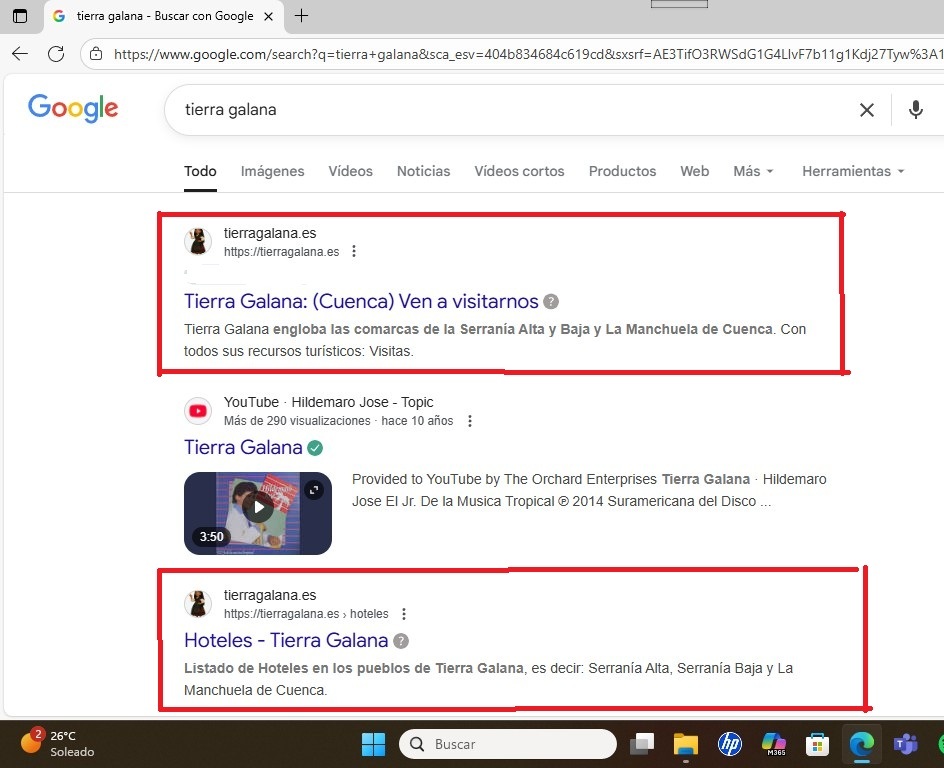tierragalana.es posicionada en google